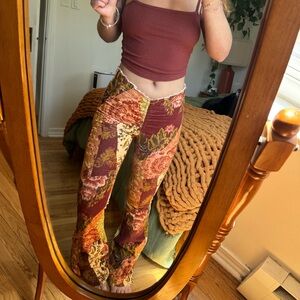 Urban Outfitters Patchwork Floral Velvet Flare Pants